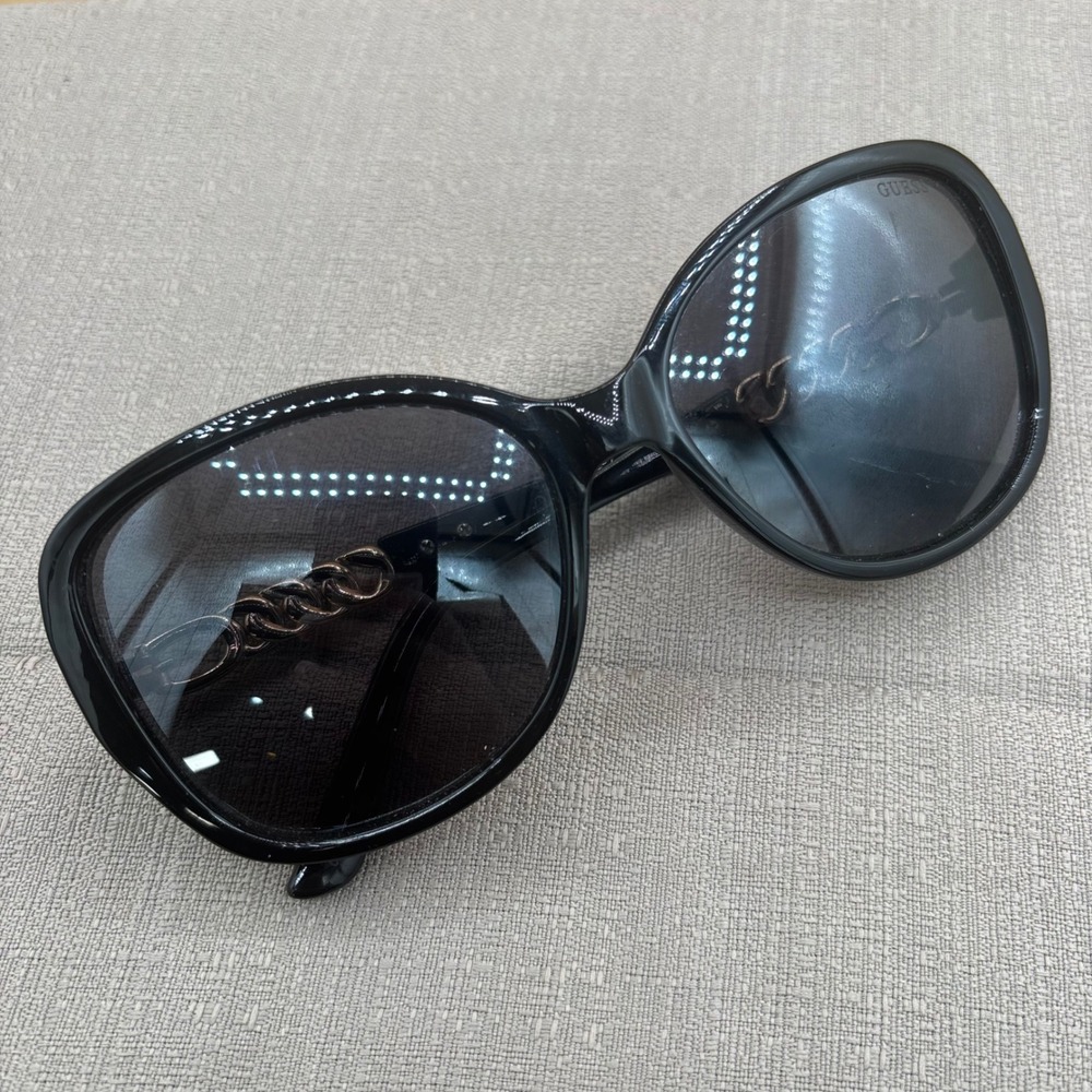 Guess Sunglasses Women OS Black Excellent Rhinestone Chain Link Glam Butterfly